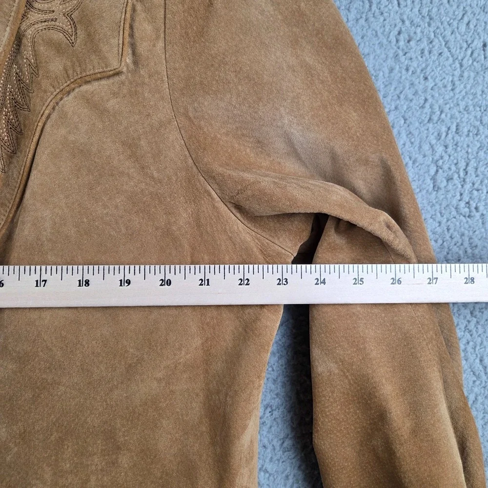 Scully‎ Western Two Button Jacket Leatherwork Brown Suede Blazer Size 46